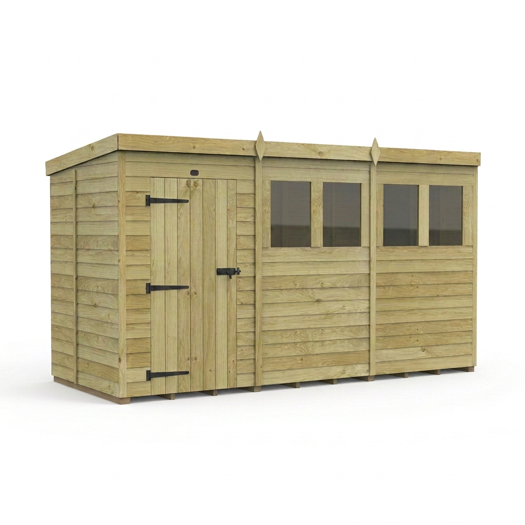 12 x 5 Pent Shed (Single Door, With Windows) - view 2