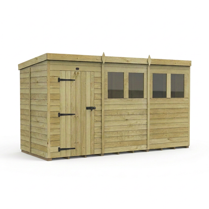 12 x 5 Pent Shed (Single Door, With Windows) - view 2