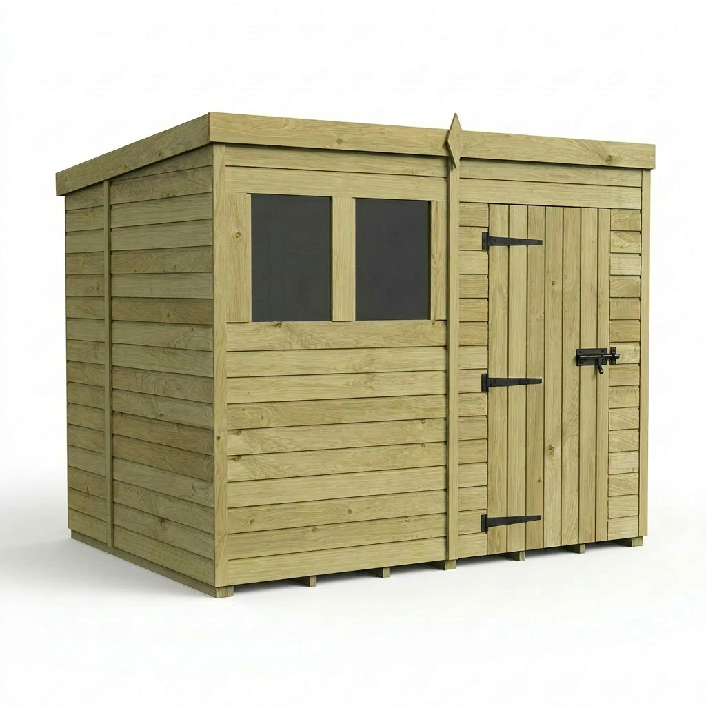 8 x 6 Pent Shed (Single Door, With Windows) - view 3
