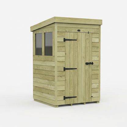 4 x 4 Pent Shed (Single Door, With Windows) - view 2