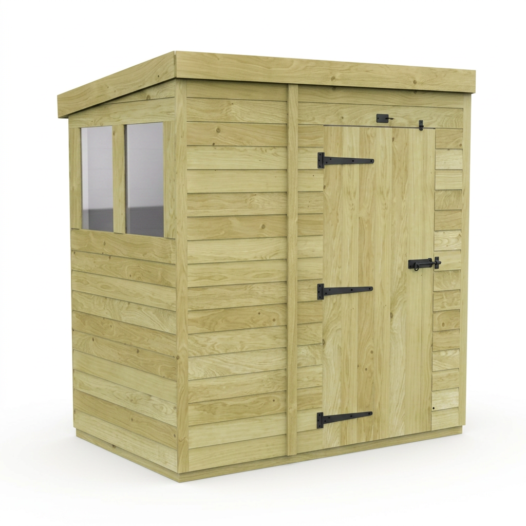 5 x 4 Pent Shed (Single Door, With Windows) - view 4