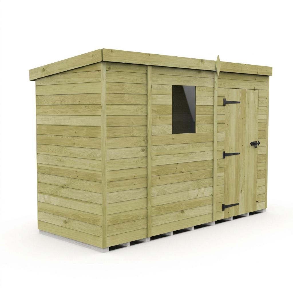 9 x 4 Pent Shed (Single Door, With Windows) - view 3