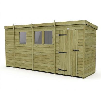 13 x 4 Pent Shed (Single Door, With Windows) - view 3
