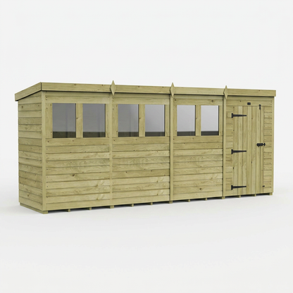 16 x 4 Pent Shed (Single Door, With Windows) - view 4