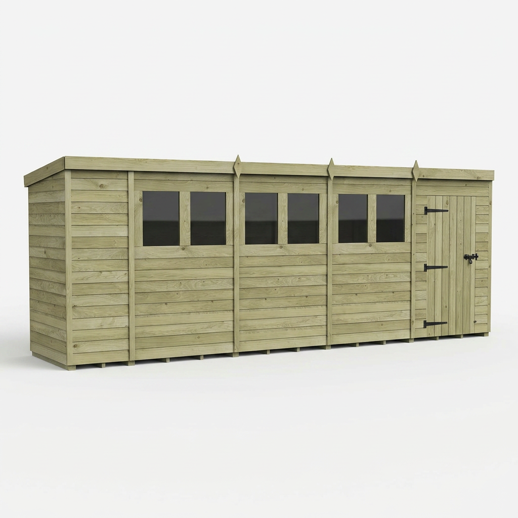 18 x 4 Pent Shed (Single Door, With Windows) - view 4
