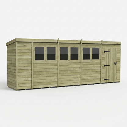 18 x 4 Pent Shed (Single Door, With Windows) - view 4