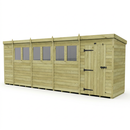 19 x 4 Pent Shed (Single Door, With Windows) - view 4
