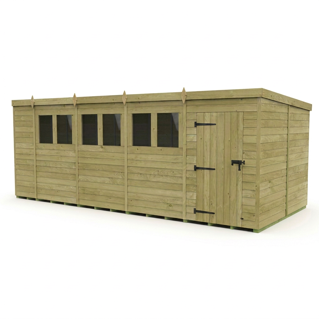 18 x 8 Pent Shed (Single Door, With Windows) - view 4