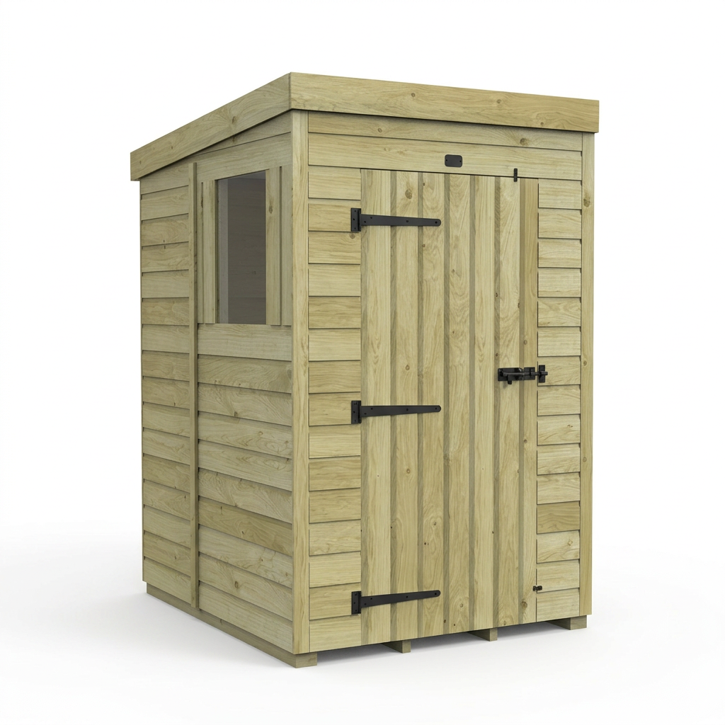 4 x 5 Pent Shed (Single Door, With Windows) - view 3