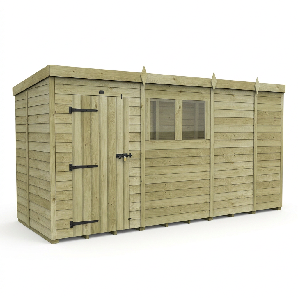 13 x 5 Pent Shed (Single Door, With Windows) - view 3