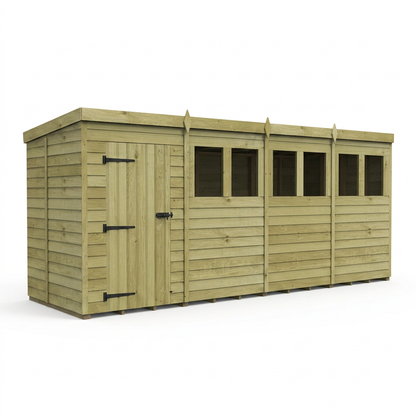 16 x 5 Pent Shed (Single Door, With Windows) - view 4