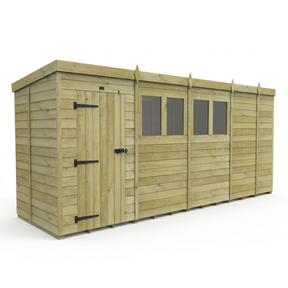 17 x 5 Pent Shed (Single Door, With Windows) - view 4