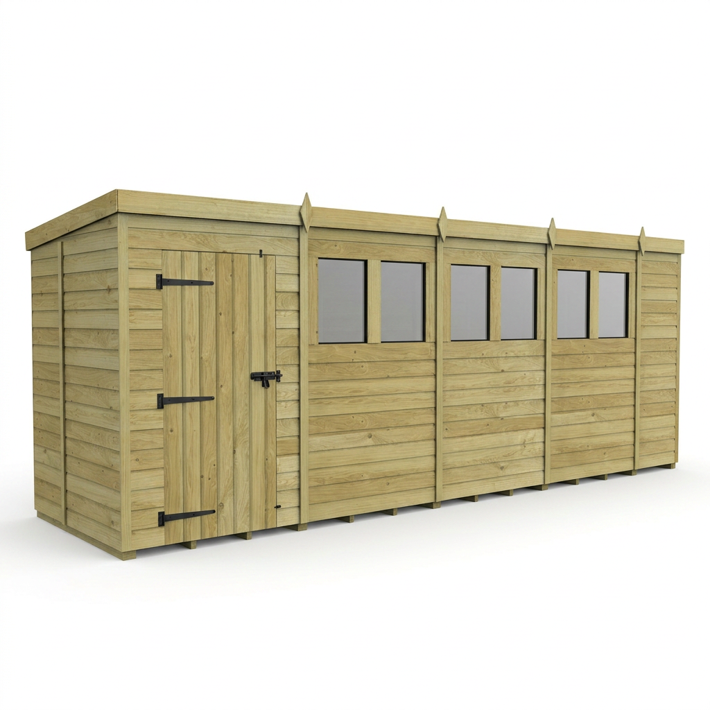 18 x 5 Pent Shed (Single Door, With Windows) - view 4