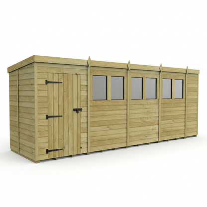 18 x 5 Pent Shed (Single Door, With Windows) - view 4