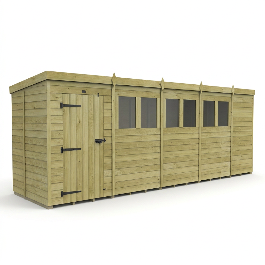 19 x 5 Pent Shed (Single Door, With Windows) - view 4