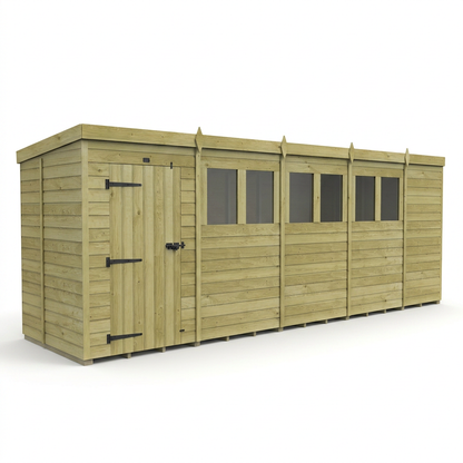 19 x 5 Pent Shed (Single Door, With Windows) - view 4