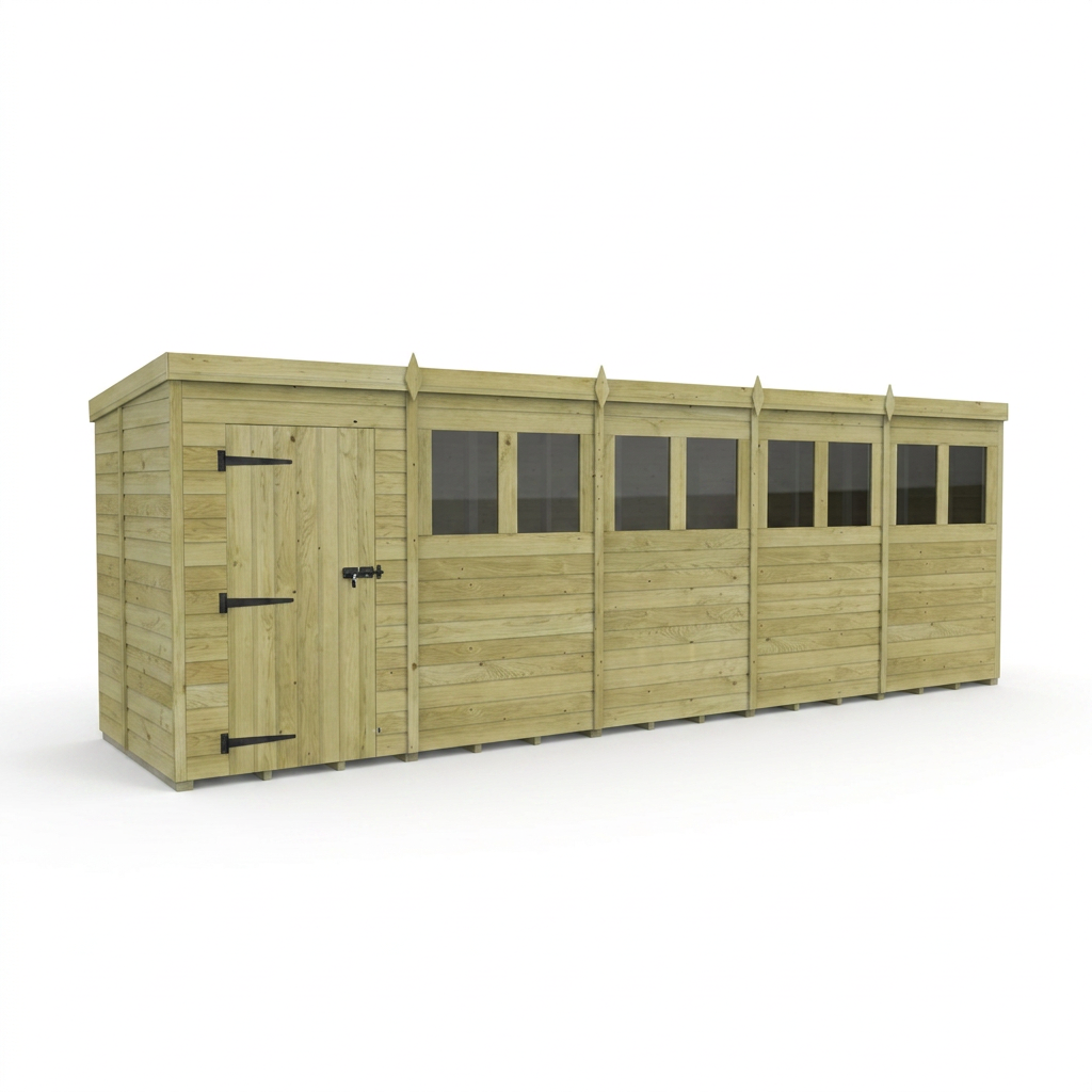 20 x 5 Pent Shed (Single Door, With Windows) - view 4