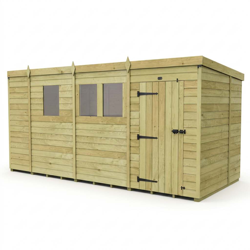 13 x 6 Pent Shed (Single Door, With Windows) - view 4