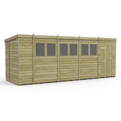 18 x 6 Pent Shed (Single Door, With Windows) - view 3
