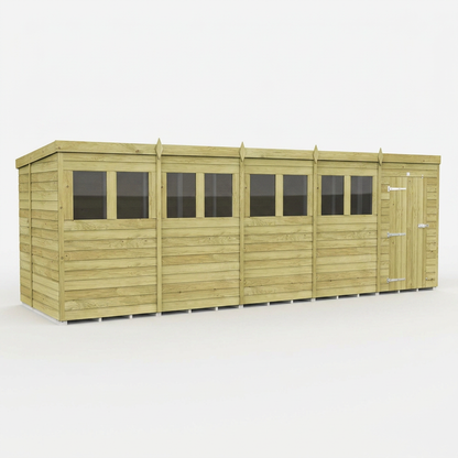 20 x 6 Pent Shed (Single Door, With Windows) - view 3