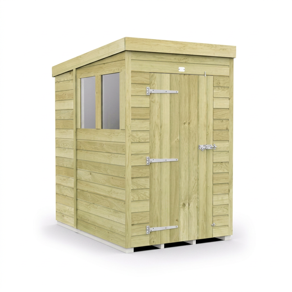 4 x 7 Pent Shed (Single Door, With Windows) - view 4