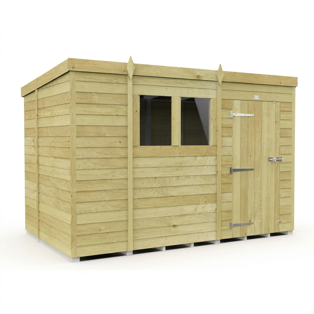 10 x 7 Pent Shed (Single Door, With Windows) - view 4