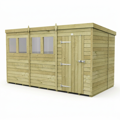 12 x 7 Pent Shed (Single Door, With Windows) - view 4
