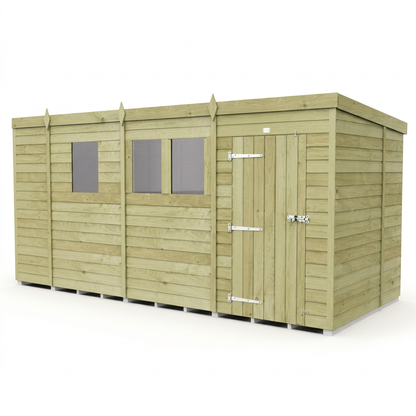 13 x 7 Pent Shed (Single Door, With Windows) - view 3