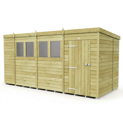 15 x 7 Pent Shed (Single Door, With Windows) - view 4