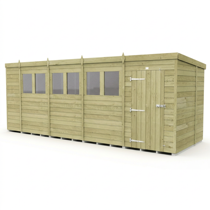 19 x 7 Pent Shed (Single Door, With Windows) - view 4