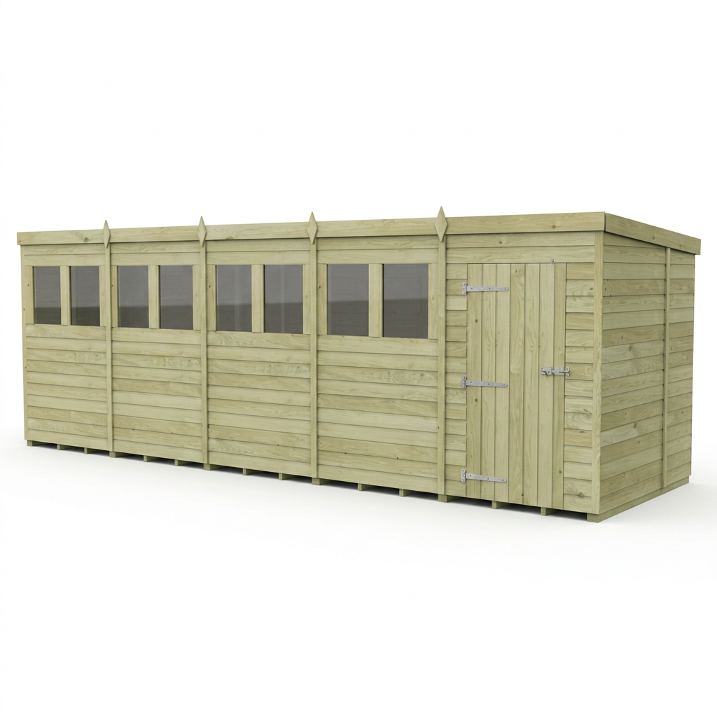 20 x 7 Pent Shed (Single Door, With Windows) - view 4