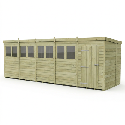 20 x 7 Pent Shed (Single Door, With Windows) - view 4