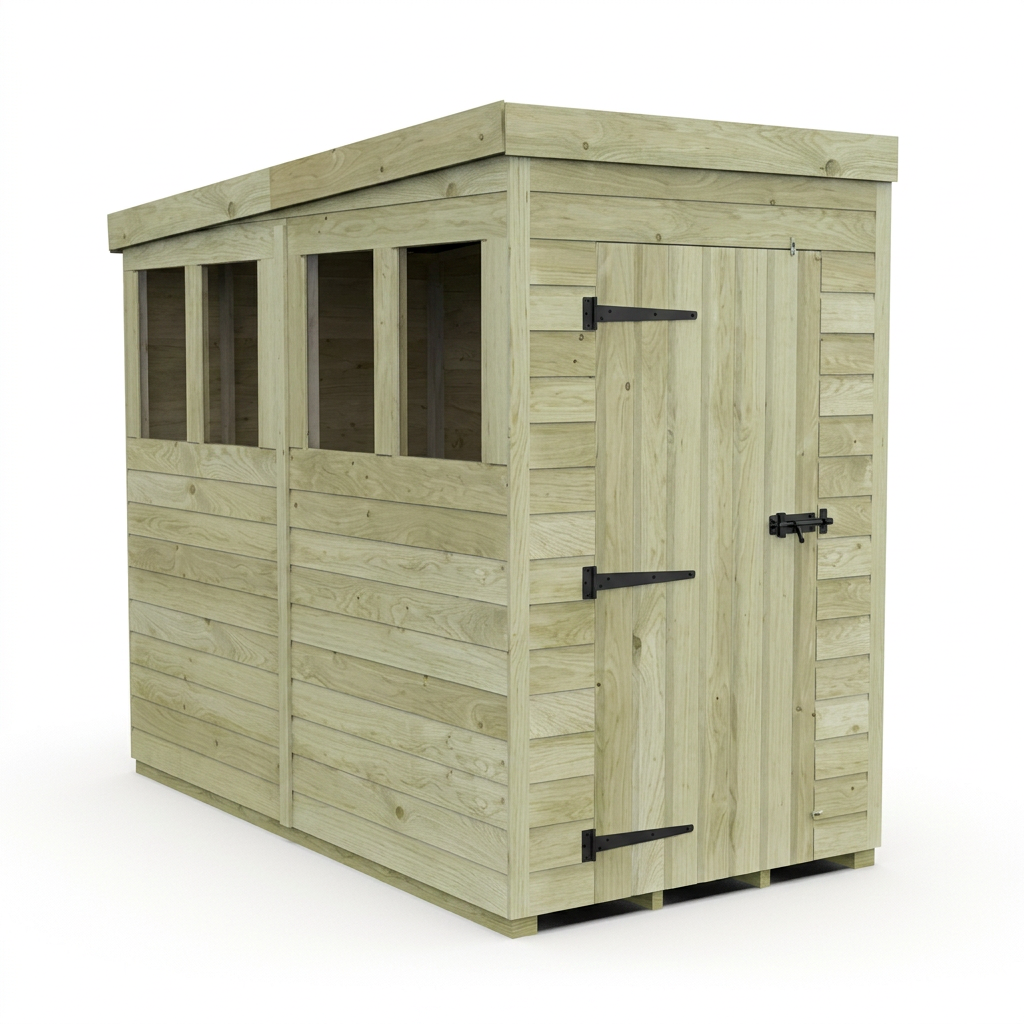4 x 8 Pent Shed (Single Door, With Windows) - view 4