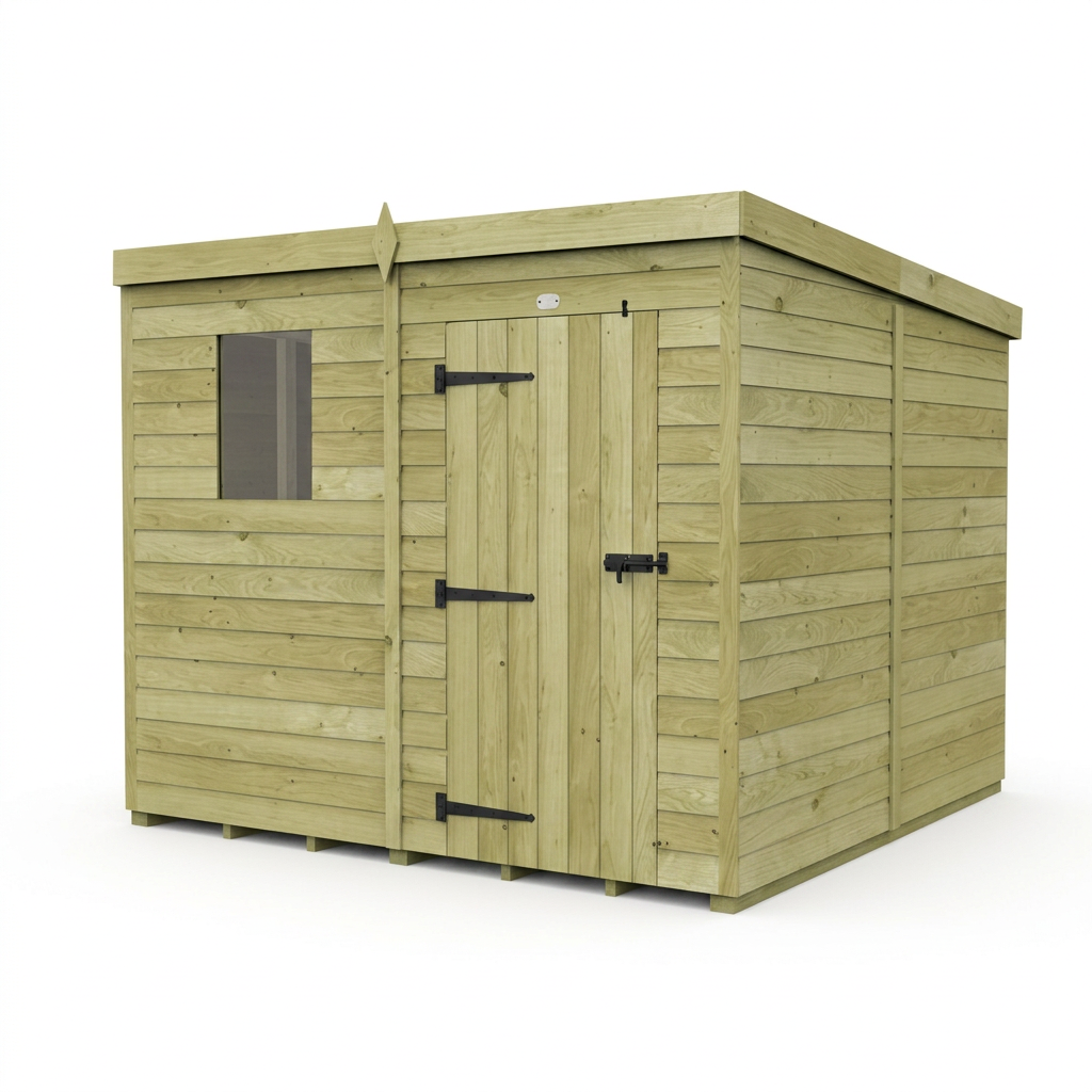7 x 8 Pent Shed (Single Door, With Windows) - view 3