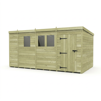 13 x 8 Pent Shed (Single Door, With Windows) - view 3