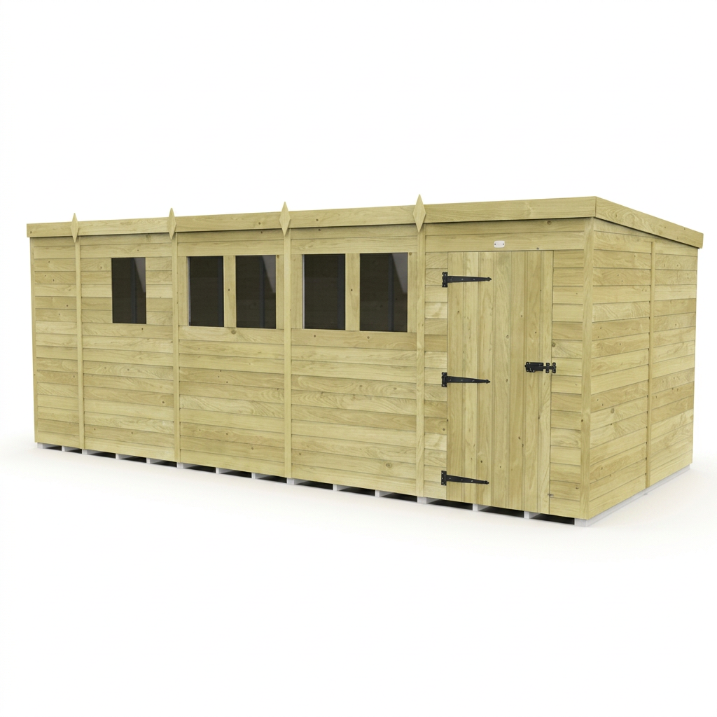 17 x 8 Pent Shed (Single Door, With Windows) - view 4