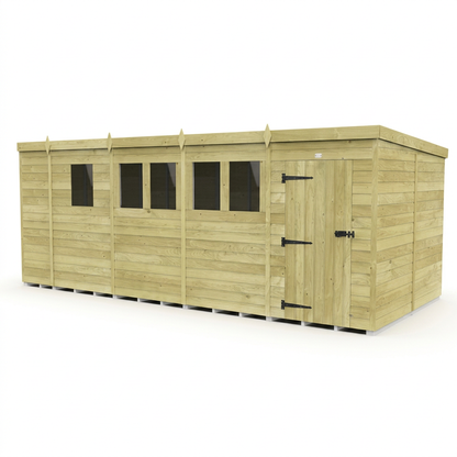 17 x 8 Pent Shed (Single Door, With Windows) - view 4