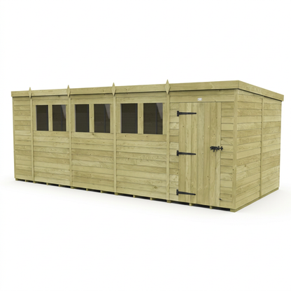 19 x 8 Pent Shed (Single Door, With Windows) - view 4