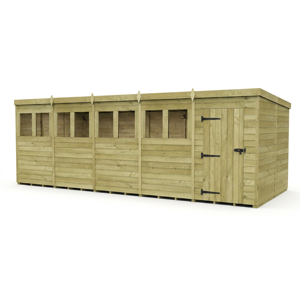 20 x 8 Pent Shed (Single Door, With Windows) - view 4