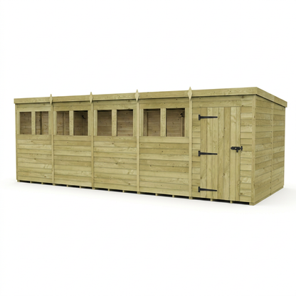 20 x 8 Pent Shed (Single Door, With Windows) - view 4