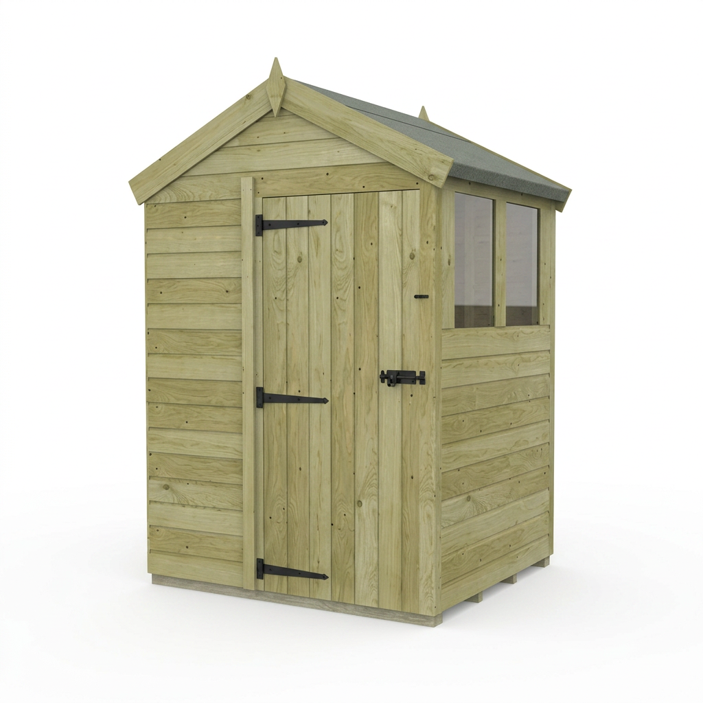 5 x 4 Apex Shed (Single Door, With Windows) - view 3