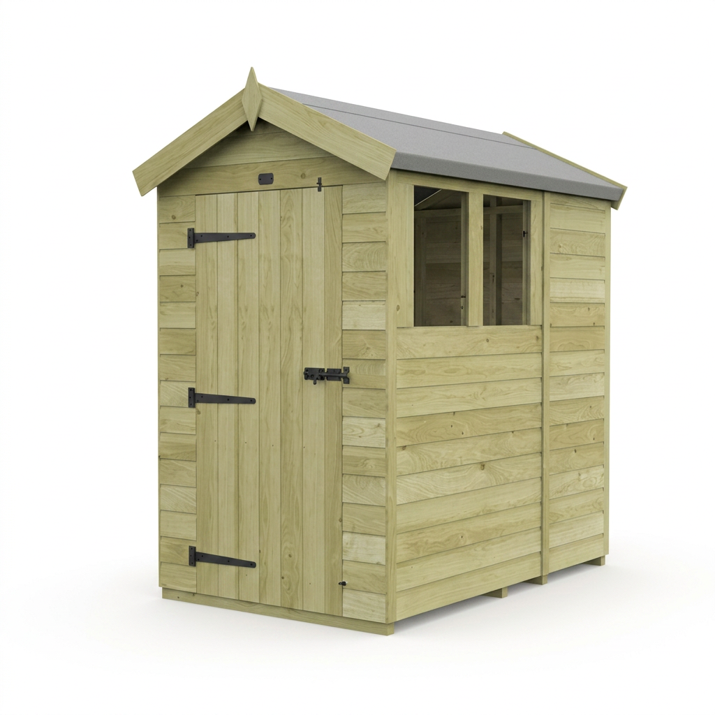 4 x 7 Apex Shed (Single Door, With Windows) - view 4