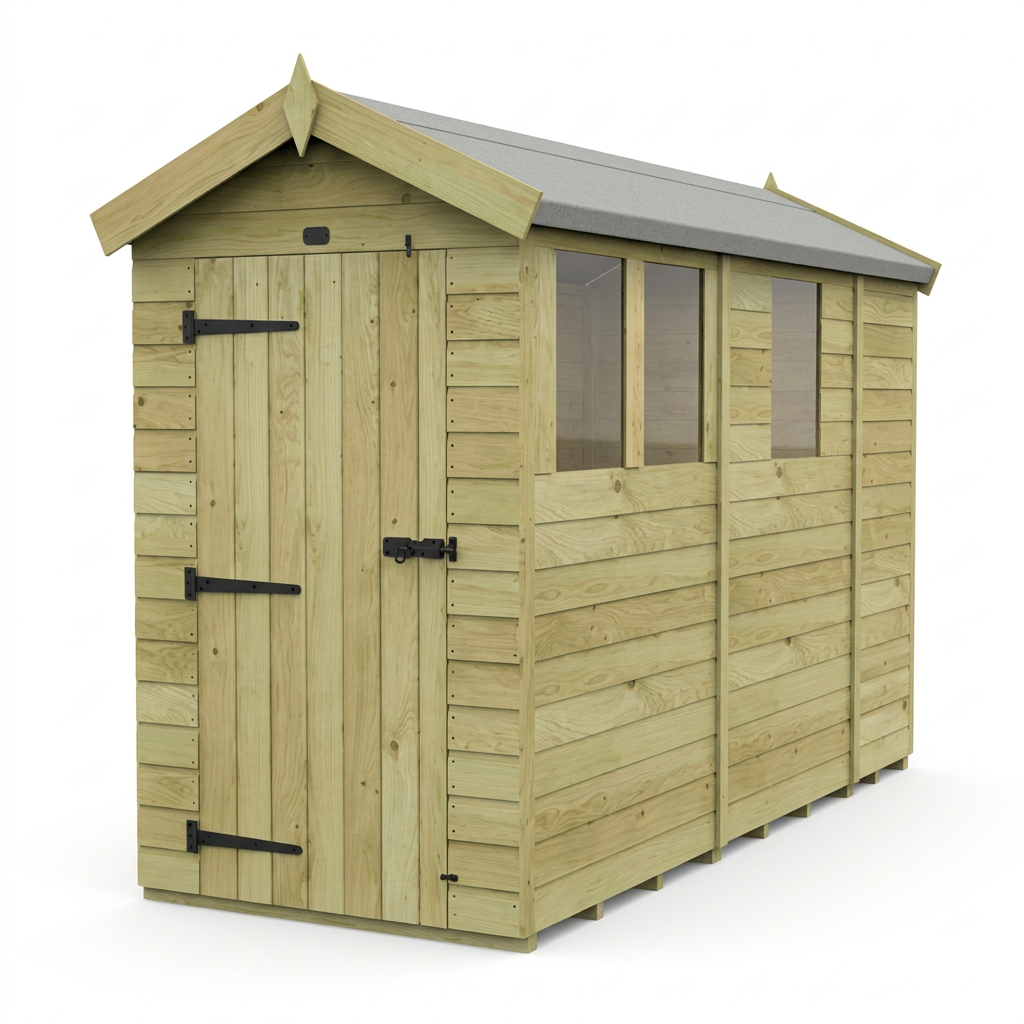 4 x 9 Apex Shed (Single Door, With Windows) - view 4