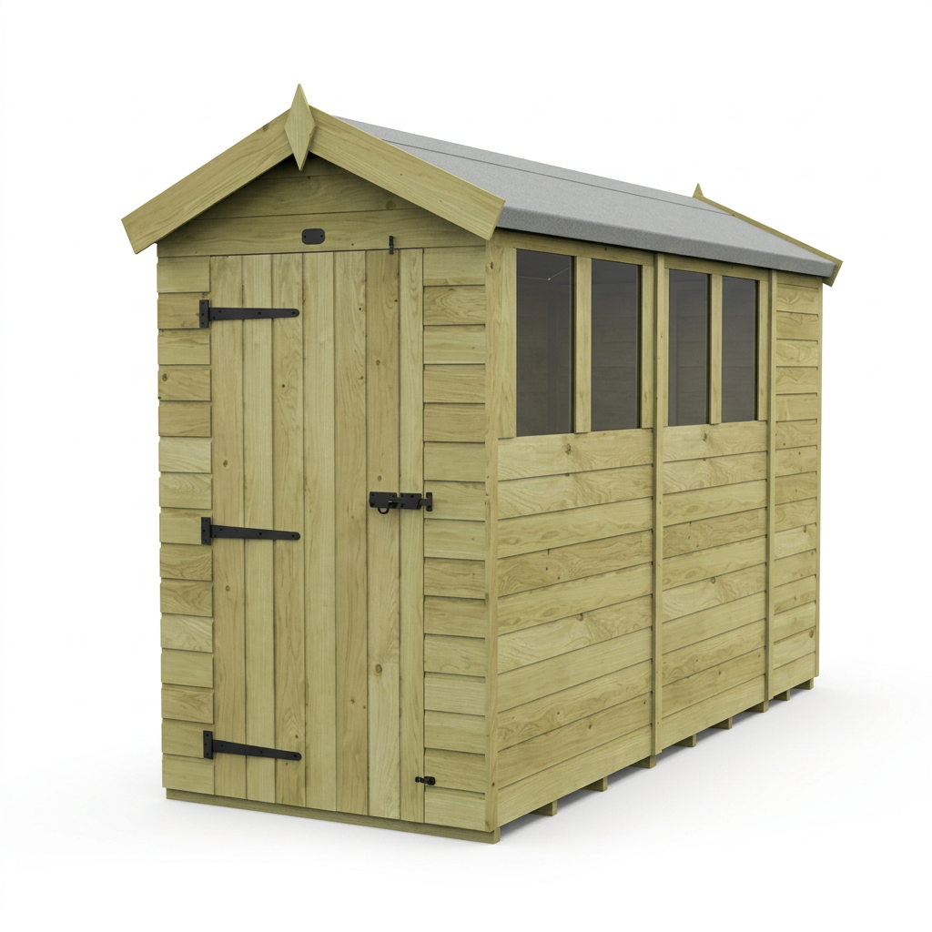 4 x 11 Apex Shed (Single Door, With Windows) - view 4