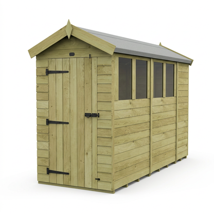 4 x 11 Apex Shed (Single Door, With Windows) - view 4