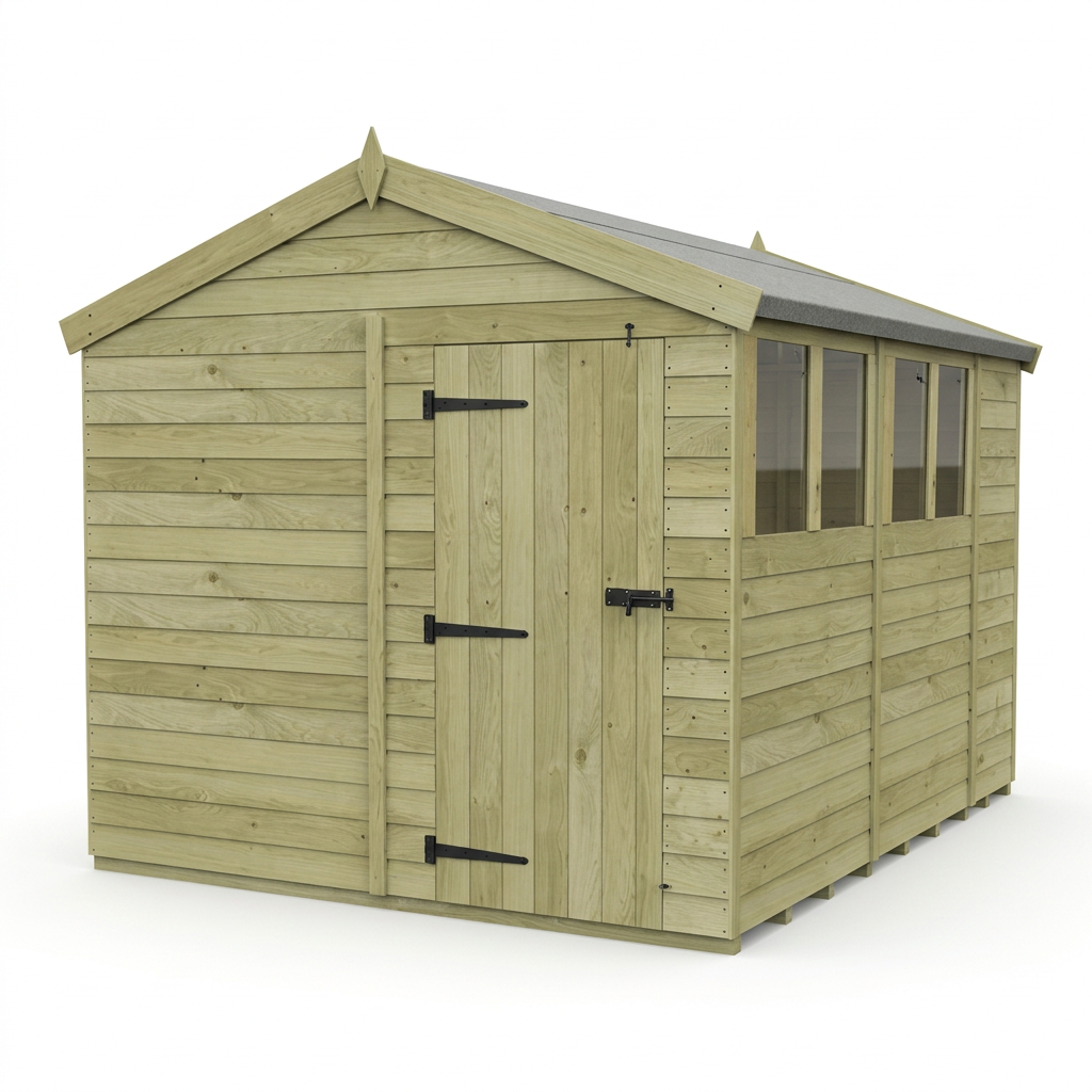 8 x 11 Apex Shed (Single Door, With Windows) - view 4
