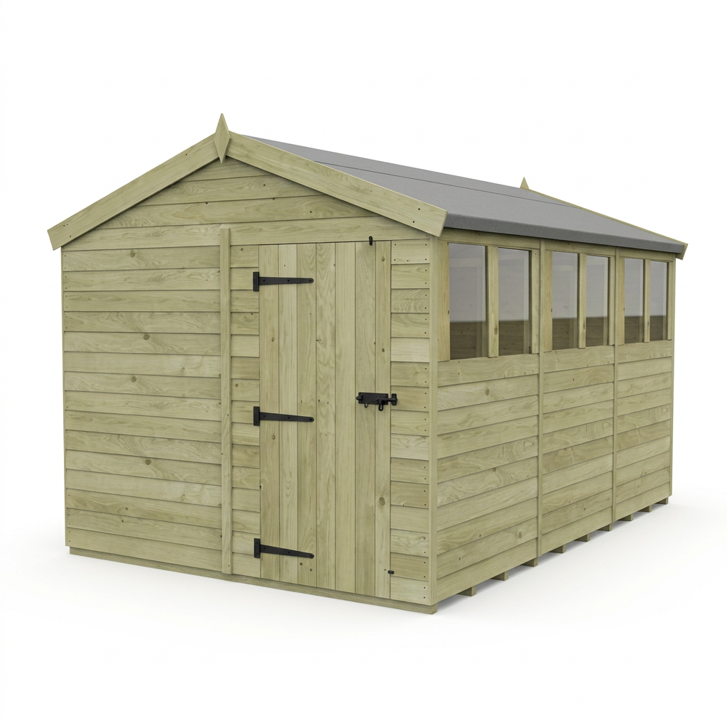 8 x 12 Apex Shed (Single Door, With Windows) - view 4