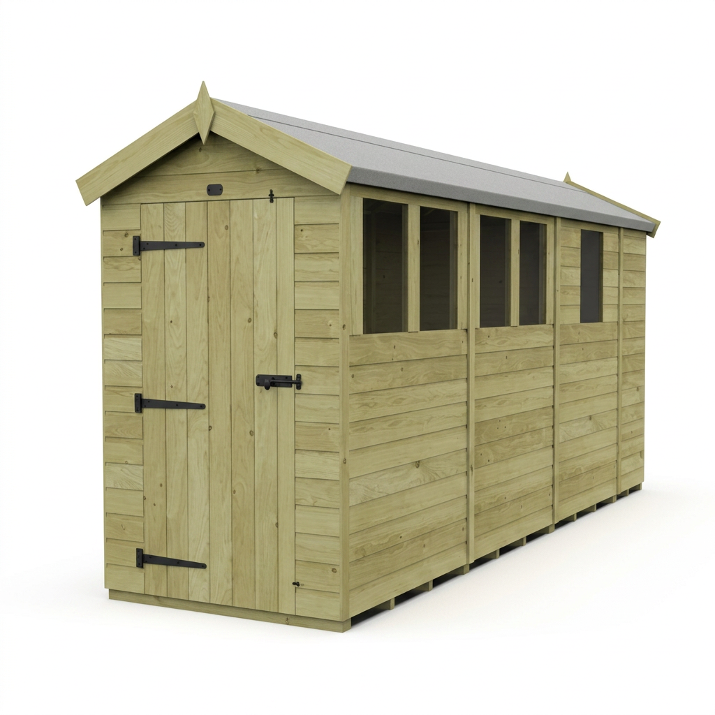 4 x 13 Apex Shed (Single Door, With Windows) - view 4