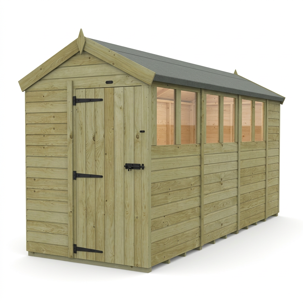 5 x 14 Apex Shed (Single Door, With Windows) - view 4