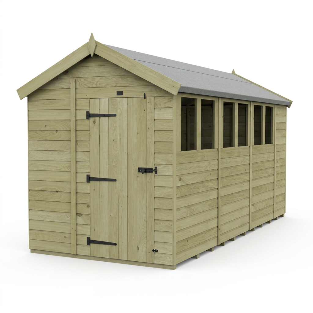 6 x 14 Apex Shed (Single Door, With Windows) - view 4